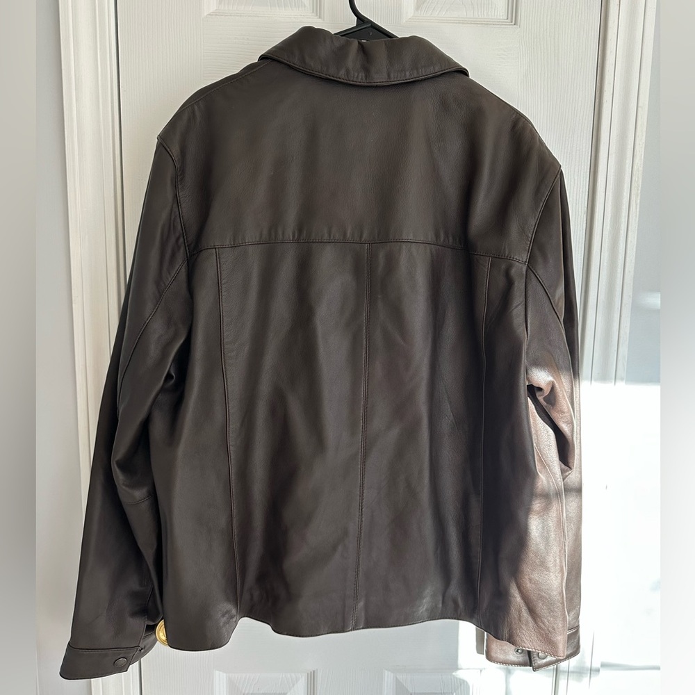 Cole Haan Men's XL Java 100% Genuine Leather Jacket Brown Classic - Picture 12 of 13